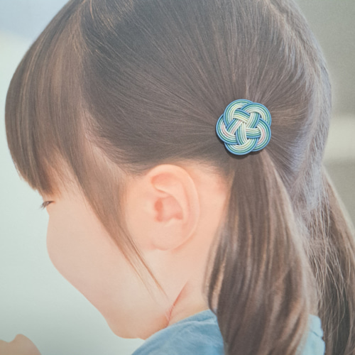 水引 梅結び ヘアゴム 水色 パステルカラー グラデーション 和風 髪