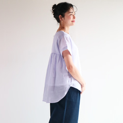 本日5%offクーポン配布☆New涼感シアーリネン【ブルーラベンダー】背中ギャザー寄せ裾ラウンドプルオーバー♥ 2枚目の画像