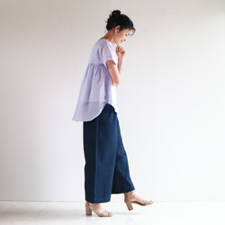 本日5%offクーポン配布☆New涼感シアーリネン【ブルーラベンダー】背中ギャザー寄せ裾ラウンドプルオーバー♥ 4枚目の画像