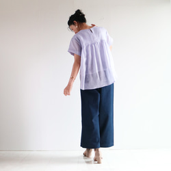 本日5%offクーポン配布☆New涼感シアーリネン【ブルーラベンダー】背中ギャザー寄せ裾ラウンドプルオーバー♥ 5枚目の画像