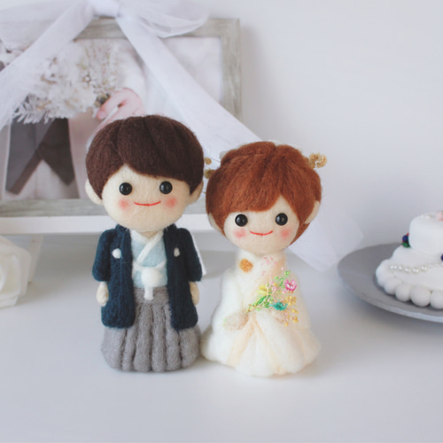 受注製作 和装 羊毛フェルトのウェディングドール オーダー可能