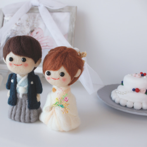 受注製作 和装 羊毛フェルトのウェディングドール オーダー可能