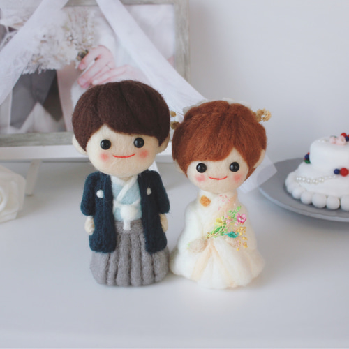 受注製作 和装 羊毛フェルトのウェディングドール オーダー可能