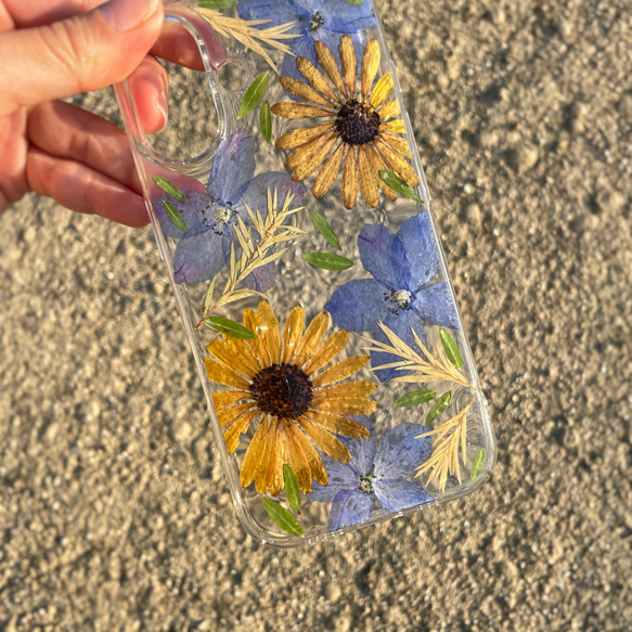 押し花スマホケース　全機種対応　手帳型ケース　ソフトケース　iphoneケース　花　メンズ　男性 8枚目の画像