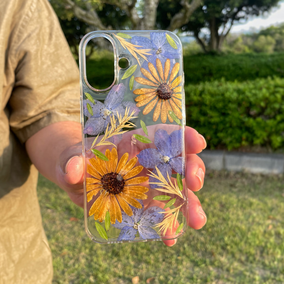 押し花スマホケース　全機種対応　手帳型ケース　ソフトケース　iphoneケース　花　メンズ　男性 1枚目の画像