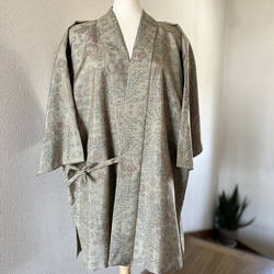 本場奄美大島紬 作務衣 古代染色純泥染 純手織り 未使用反物仕立 商標