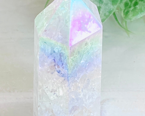 七色の夢໒꒱✨ レインボーオーラ 水晶 クリスタル ポイント