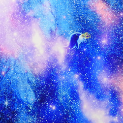 A4アートプリント『星空を駆けるクジラのお花屋さん』高光沢紙/宇宙/星/向日葵/額無し 3枚目の画像