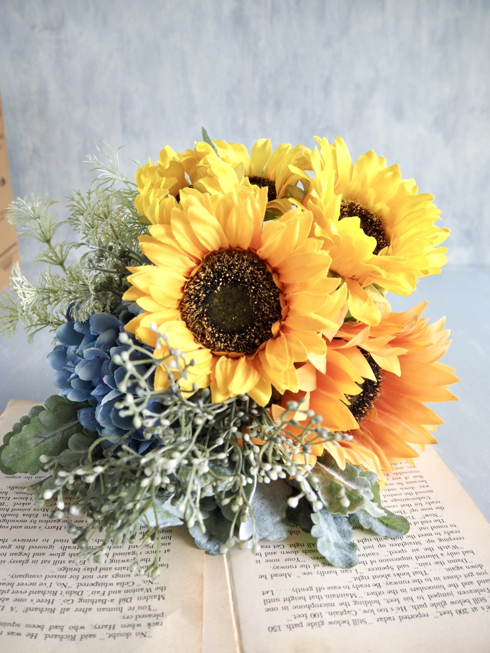 【造花ブーケ】向日葵のモダンサマーブーケ【花器別売り】