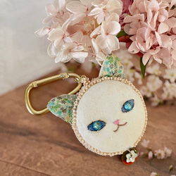 羊毛ねこターバンベレー(ホワイトホワイト) ベレー帽