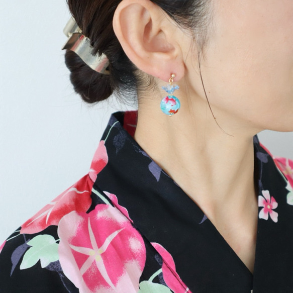 ＜夏祭り・浴衣に＞ 金魚ピアス/イヤリング 2枚目の画像