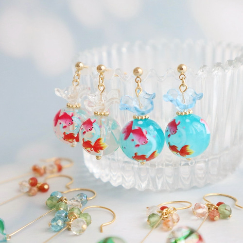 夏祭り・浴衣に＞ 金魚ピアス/イヤリング ピアス（その他） flower
