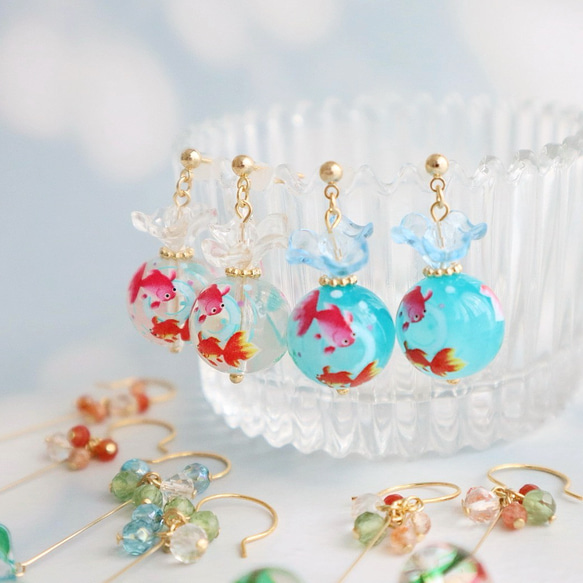 ＜夏祭り・浴衣に＞ 金魚ピアス/イヤリング 8枚目の画像
