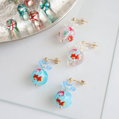 夏祭り・浴衣に＞ 金魚ピアス/イヤリング ピアス（その他） flower