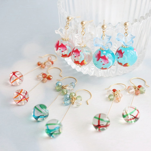 夏祭り・浴衣に＞ 金魚ピアス/イヤリング ピアス（その他） flower