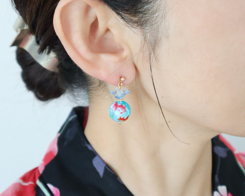 夏祭り・浴衣に＞ 金魚ピアス/イヤリング ピアス（その他） flower