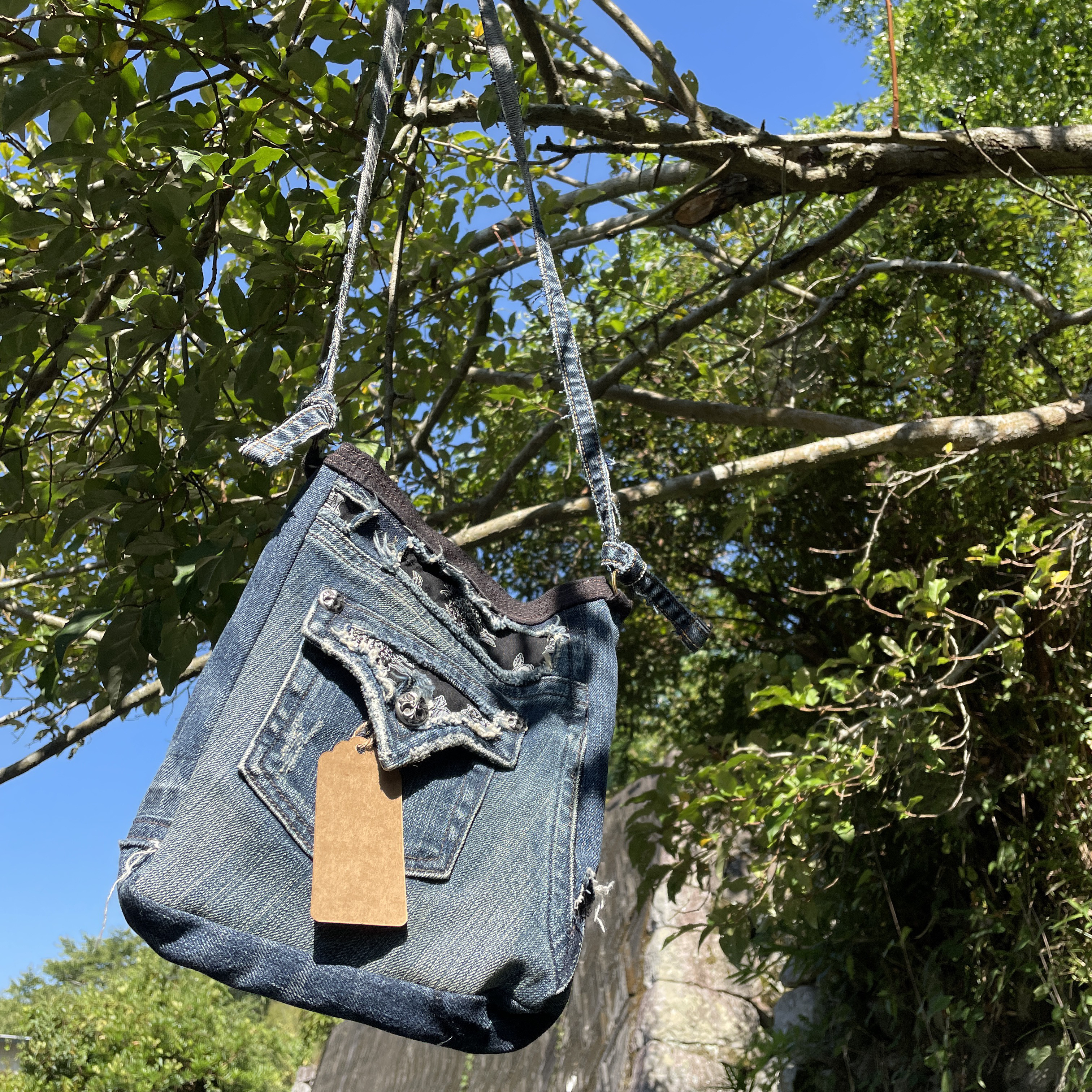 デニムジーンズリメイク スマホショルダーバッグbag-0016