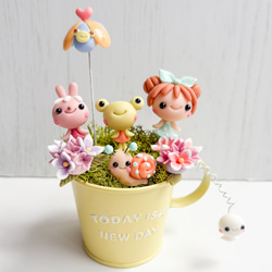 くまと仲良し金太郎 端午の節句 樹脂粘土 こいのぼり 五月人形 飾り