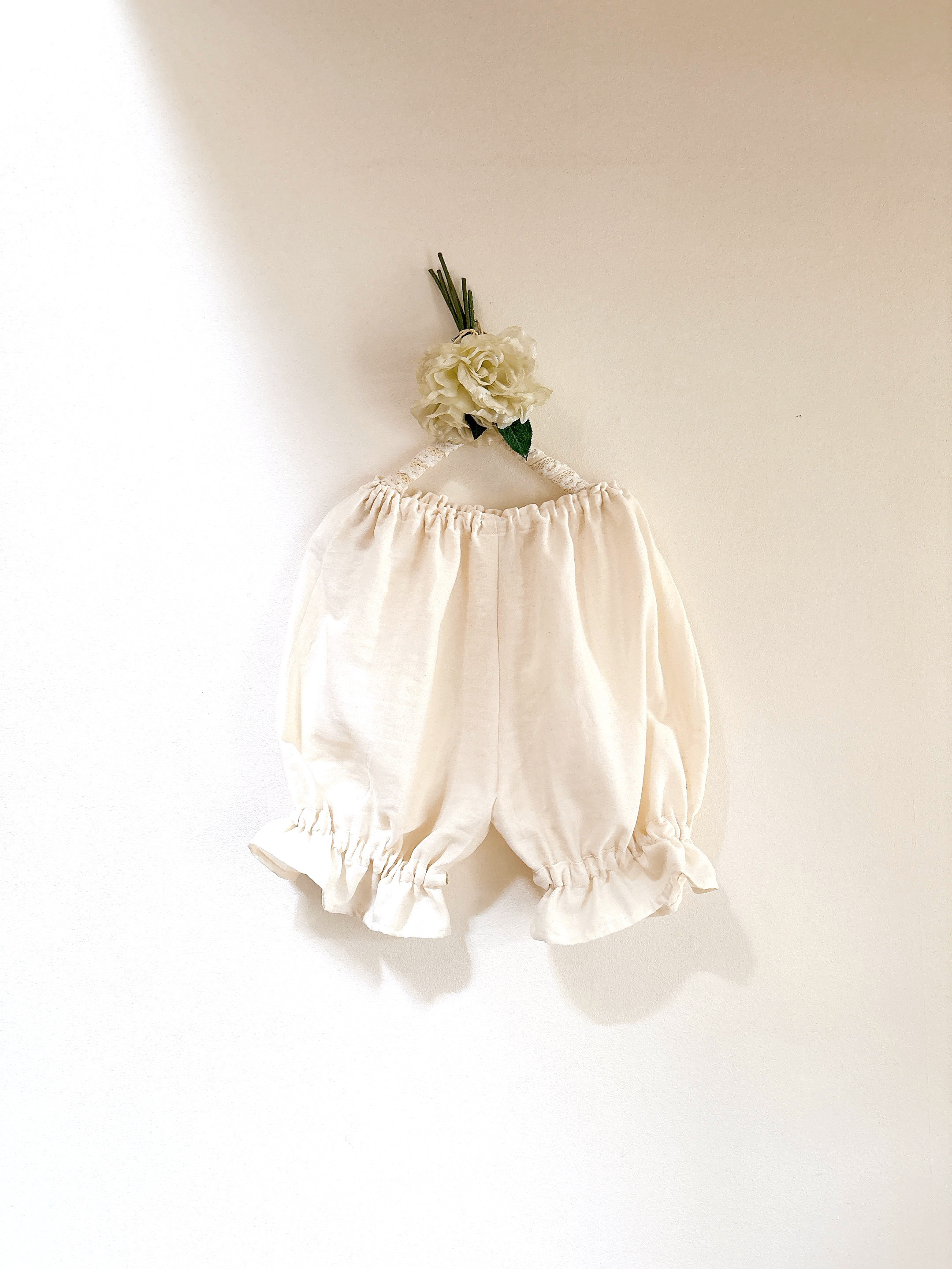 新作❤️ふわふわ大人のダブルガーゼ ❤️可愛い大人の為のドロワーズ (M〜Lサイズ)❤️かぼちゃパンツ丈❤️生成