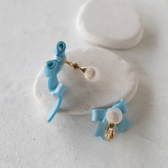 【期間限定】ひらひらリボンイヤーカフセット/ ウィスパーブルー 8枚目の画像