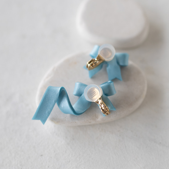 【期間限定】ひらひらリボンイヤーカフセット/ ウィスパーブルー 7枚目の画像