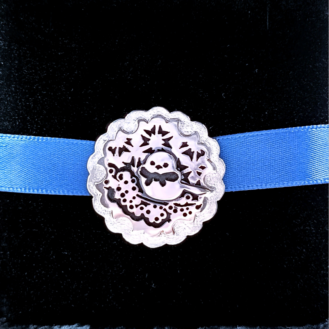 冬 シマエナガと雪の帯留め