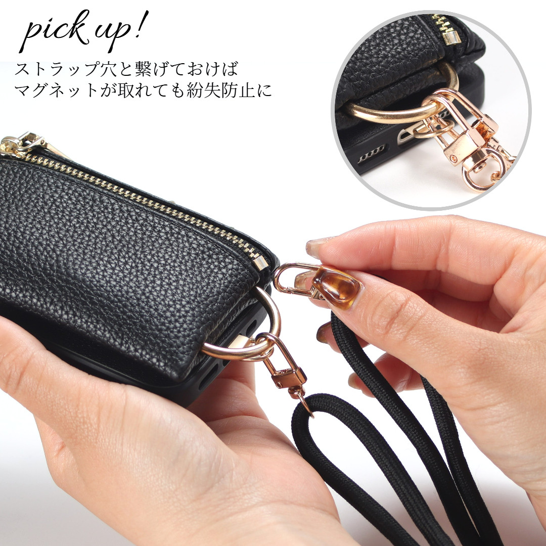 iphone13 ケース レザー 小銭入れ付き 13mini 13Pro MAX ストラップ カード収納 本革 お財布