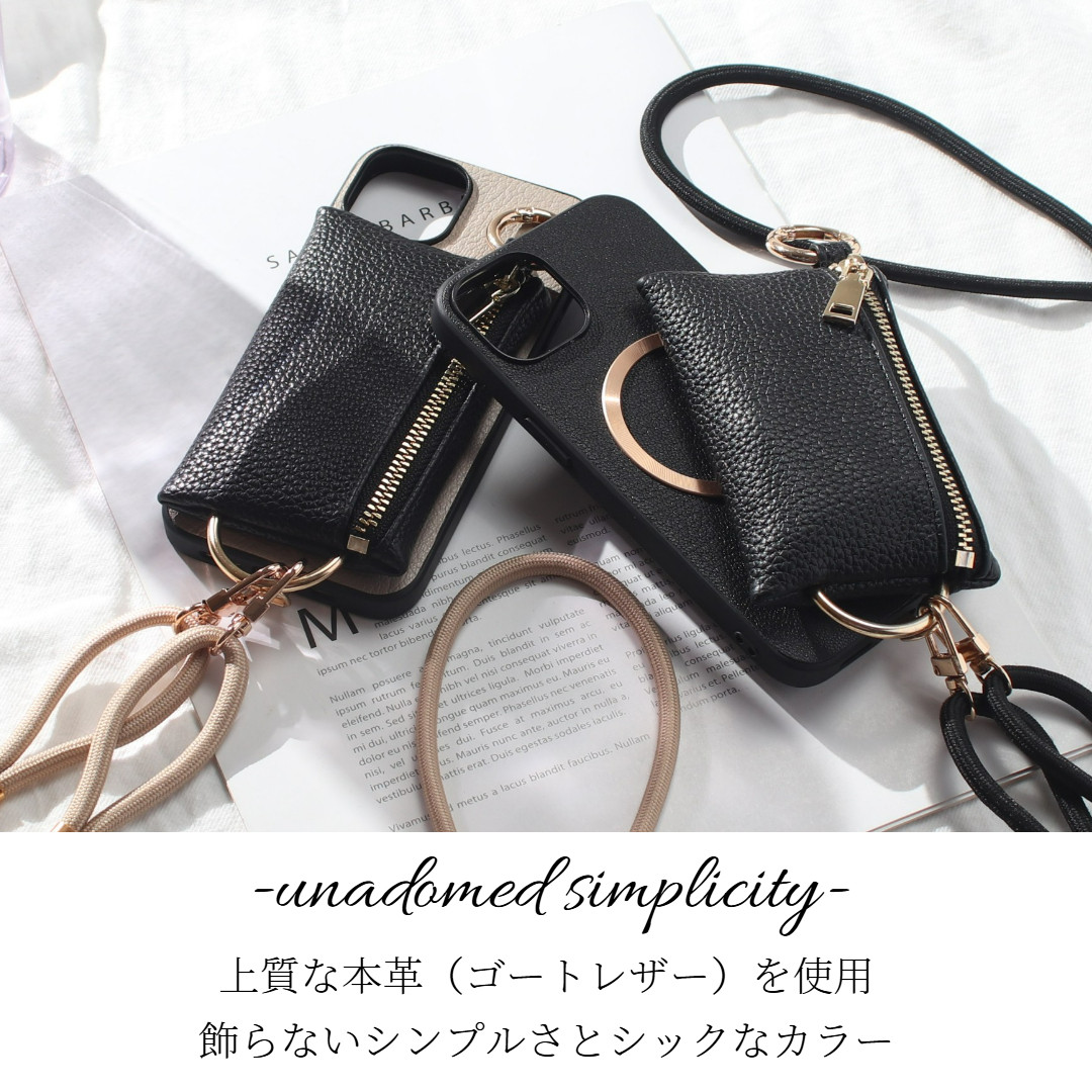 iphone13 ケース レザー 小銭入れ付き 13mini 13Pro MAX ストラップ カード収納 本革 お財布