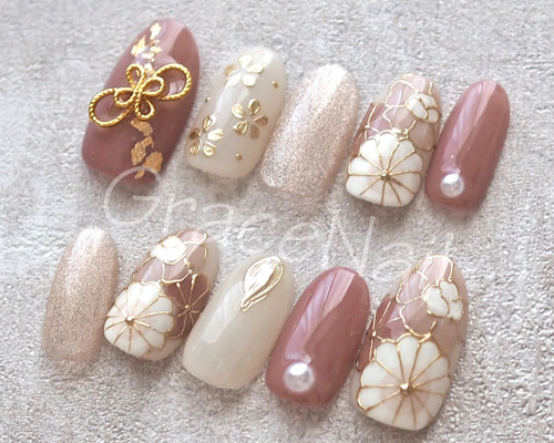 現品販売！ネイルチップ No.2200 成人式卒業式和柄袴着物振袖 ネイル