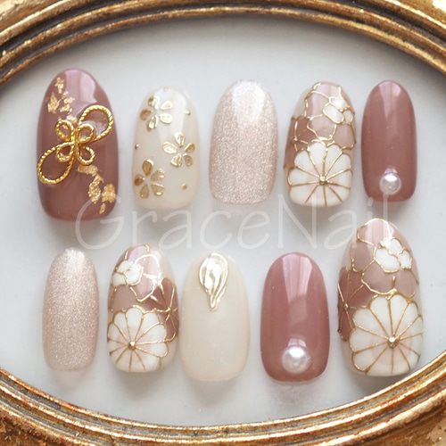 現品販売！ネイルチップ No.2200 成人式卒業式和柄袴着物振袖 ネイル