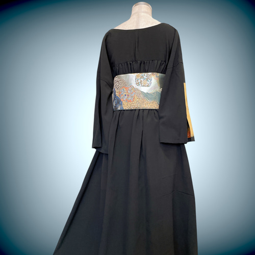 孔雀刺繍 着丈110cm 留袖 アクセントカラーワンピース フォーマル 着物