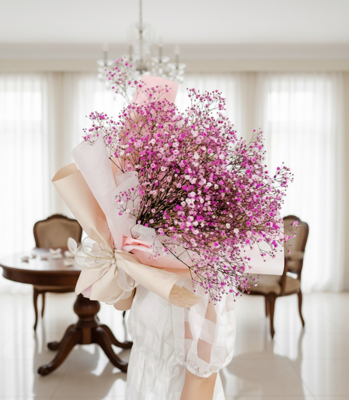 染めかすみ草のブーケ♡ブライダルブーケにも最適♡