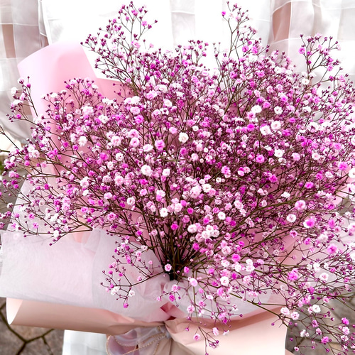 ピンクかすみ草ブーケ♡かすみ草の花束♡お誕生日プレゼント ブーケ