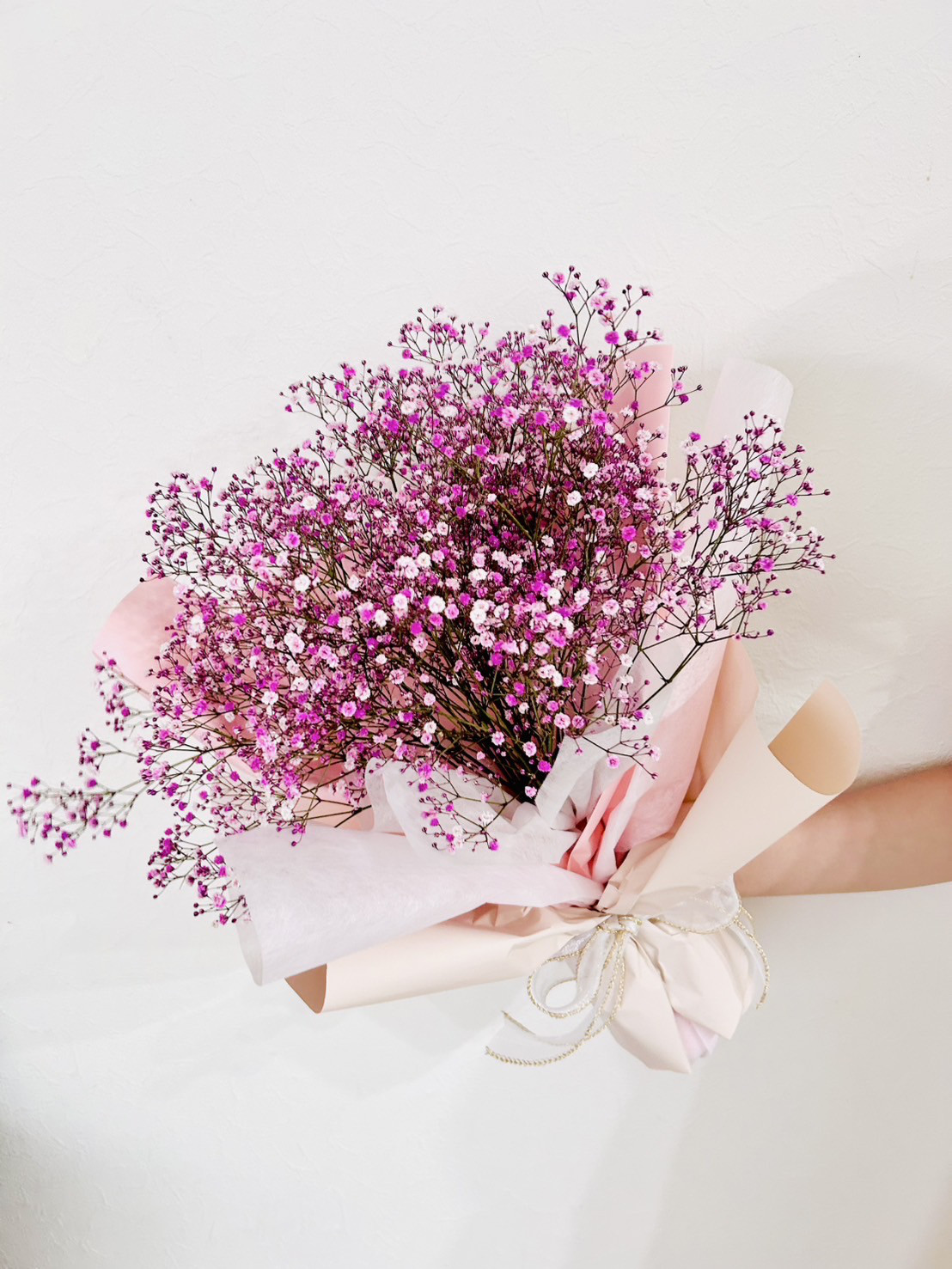 ピンクかすみ草ブーケ♡かすみ草の花束♡お誕生日プレゼント