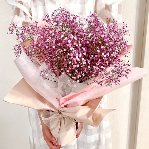 ピンクかすみ草ブーケ♡かすみ草の花束♡お誕生日プレゼント