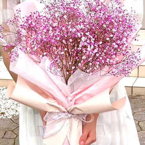 かすみ草フライングブーケ かすみ草ブーケ - naturalflowers | minne byGMOペパボ 国内最大