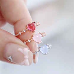 【レッド/pukuリング】 華奢　ギフト ビジュー　ピンクゴールド　ハート　ジルコニア　夏　花火　浴衣　ひまわり　フェス 8枚目の画像