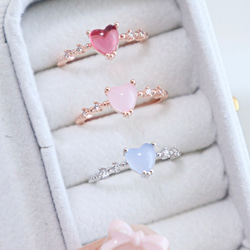 【レッド/pukuリング】 華奢　ギフト ビジュー　ピンクゴールド　ハート　ジルコニア　夏　花火　浴衣　ひまわり　フェス 4枚目の画像