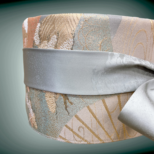 銀糸煌めく刺繍帯 サッシュベルト高級感抜群 刺繍帯 W55〜75cm 高級帯
