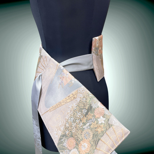 銀糸煌めく刺繍帯 サッシュベルト高級感抜群 刺繍帯 W55〜75cm 高級帯