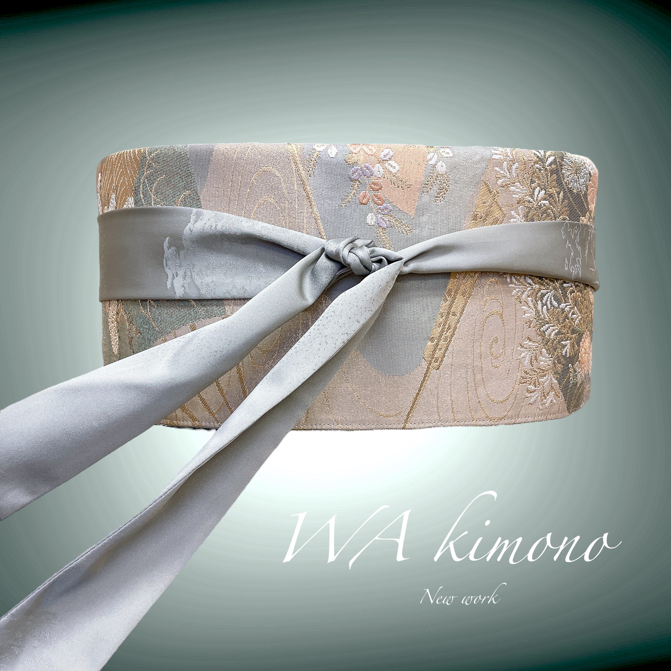銀糸煌めくサッシュベルト W 65〜95cm 帯 着物リメイク 70205 e1b28ce5308e0b4aef52651a4d4d70