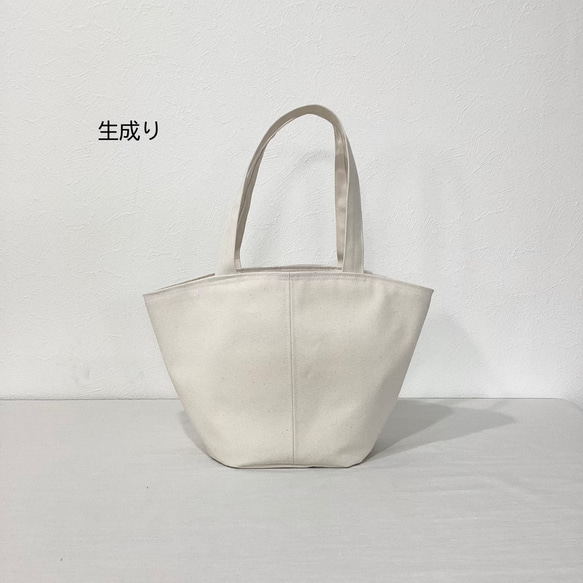 8号帆布バケツ型トートバッグ＊生成り＊ブラック＊ブラウン＊ピンク＊グリーン 2枚目の画像