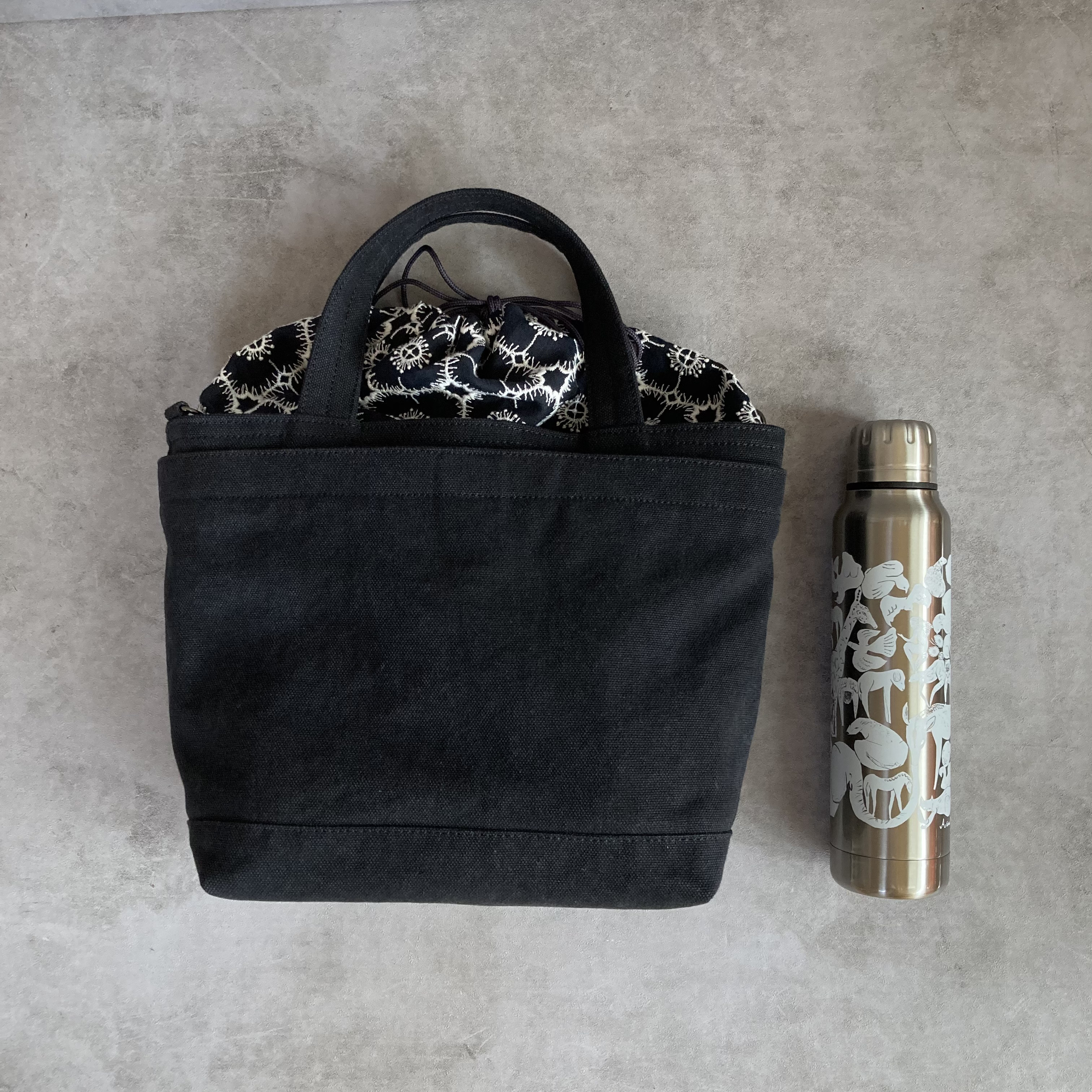 anemone巾着　柔らか帆布トートバッグ【受注制作】