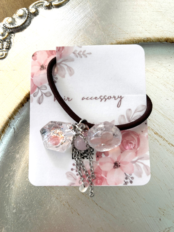 新作☆レジンヘアゴム　桃色の宝石 新作☆レジンヘアゴム 桃色の宝石