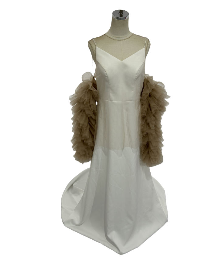 パーティードレス ツーピース  オフホワイト トップス+スカート キャミソール ビーズ  前撮り