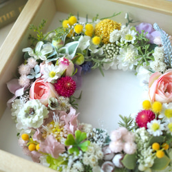 {個人化週年紀念◎生日/結婚禮物} 相框附留言卡和永不凋謝的人造花環 第7張的照片