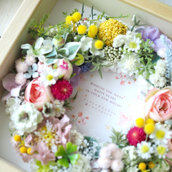 {個人化週年紀念◎生日/結婚禮物} 相框附留言卡和永不凋謝的人造花環 第2張的照片