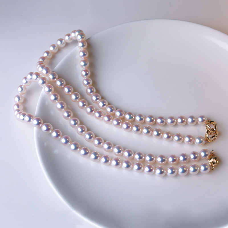 【ラコルセ】8-9.5mmアコヤ真珠ネックレス。強い光沢と大粒パールデザインでママにおすすめ。