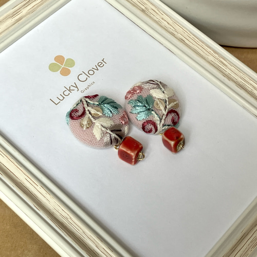 オカッパラバー ピアス リング 刺繍 陶器 オカッパラバー ピアス リング 刺繍 陶器