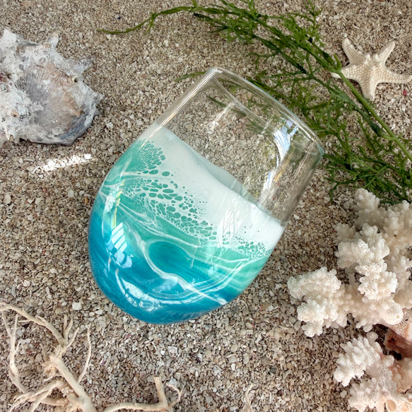 海アート グラス レジンアート 海を感じるグラス デザインC グラス